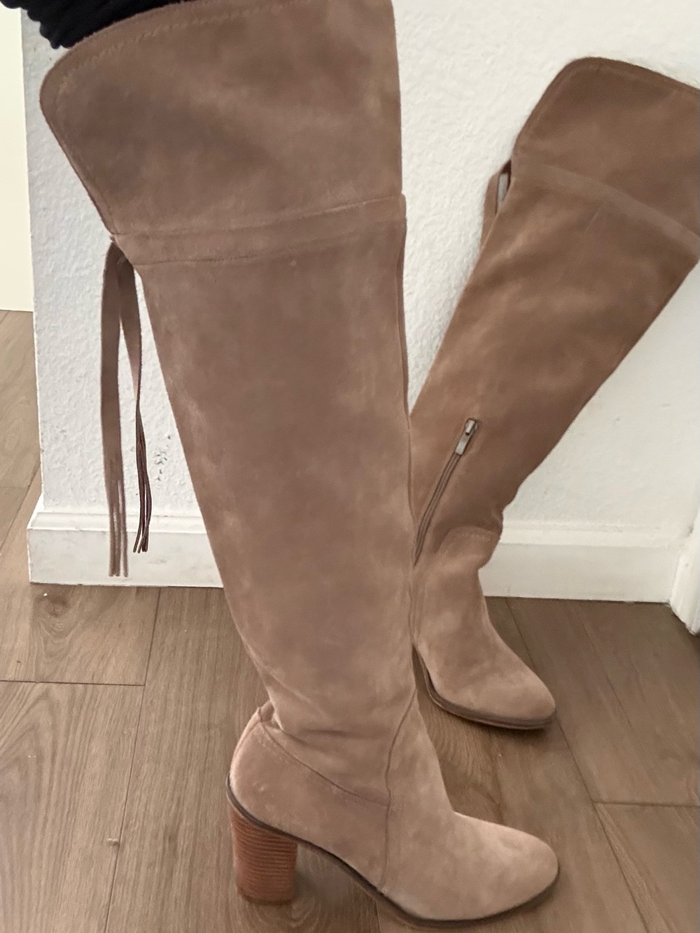 Franco Sarto Over-the-Knee Suede Boots in Taupe